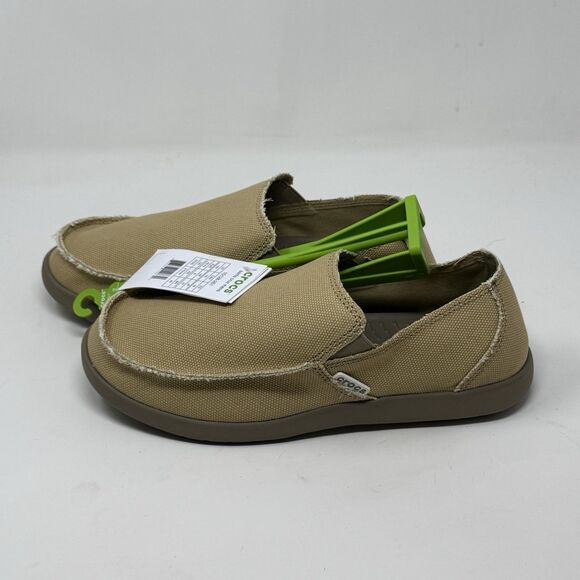 Crocs Santa Cruz Shoes Mens 9 Khaki Brown Canvas Slip On Comfort Casual Loafers main image 9